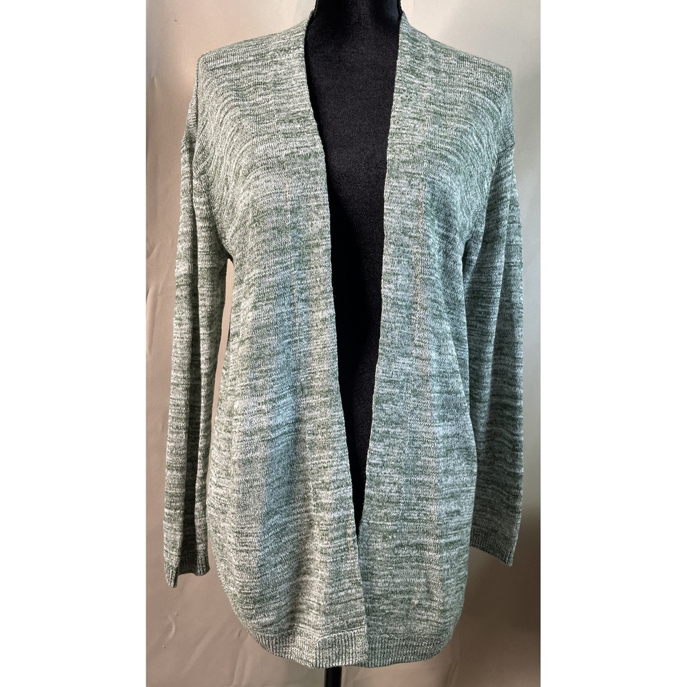 Talbots Womens PS Petite Cardigan Green Marled Open Front Knit Sweater NEW Chic